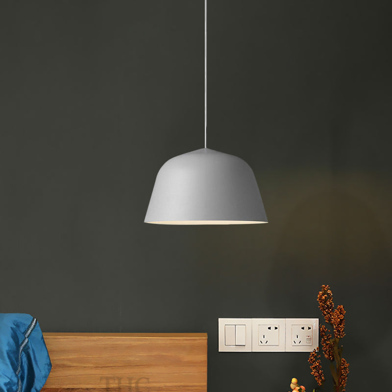 Lampe suspendue en métal à 1 lampe de style nordique en forme de dôme, noire/verte, pour chambre à coucher