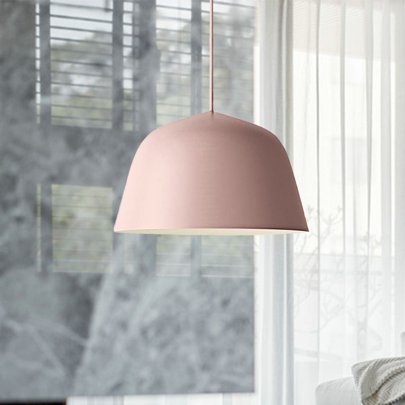 Lampe suspendue en métal à 1 lampe de style nordique en forme de dôme, noire/verte, pour chambre à coucher