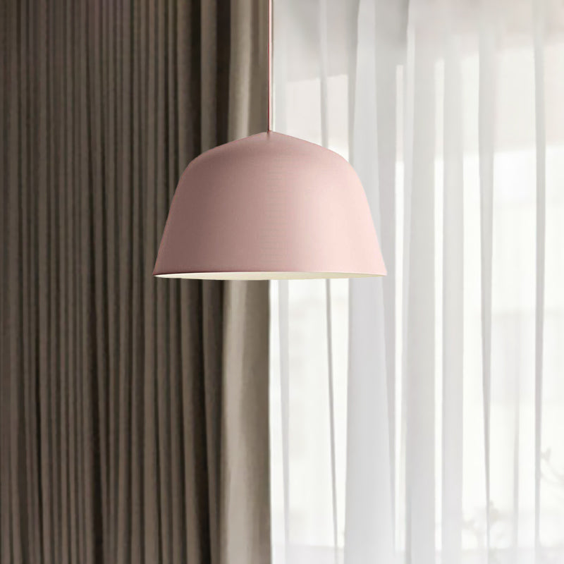 Lampe suspendue en métal à 1 lampe de style nordique en forme de dôme, noire/verte, pour chambre à coucher