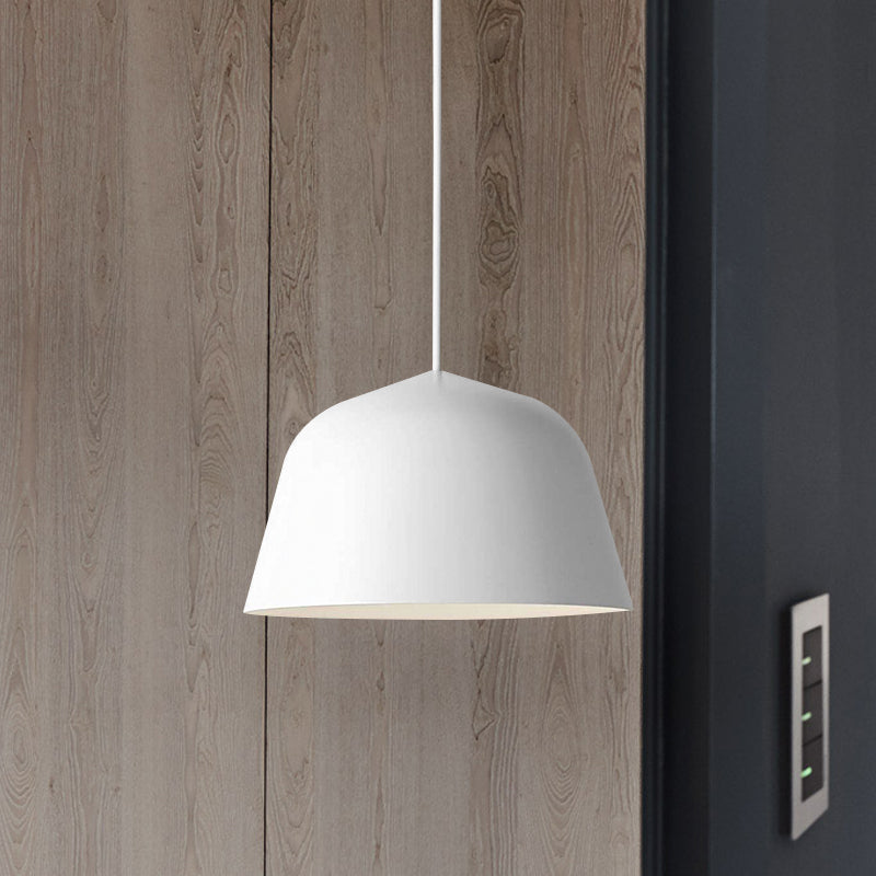 Lampe suspendue en métal à 1 lampe de style nordique en forme de dôme, noire/verte, pour chambre à coucher