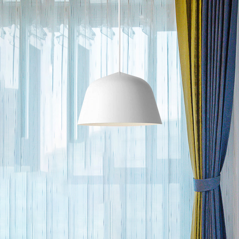 Lampe suspendue en métal à 1 lampe de style nordique en forme de dôme, noire/verte, pour chambre à coucher