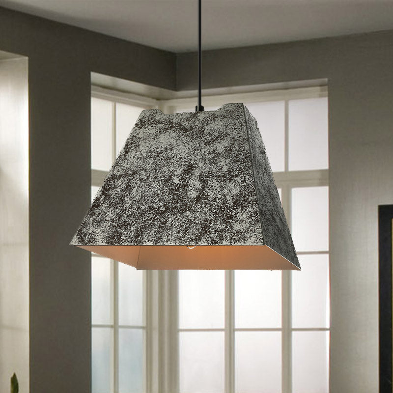 Ensemble de luminaires suspendus en métal de style antique - Carré/trapèze, 4 lumières - Cordon réglable, noir vieilli - Idéal pour les restaurants