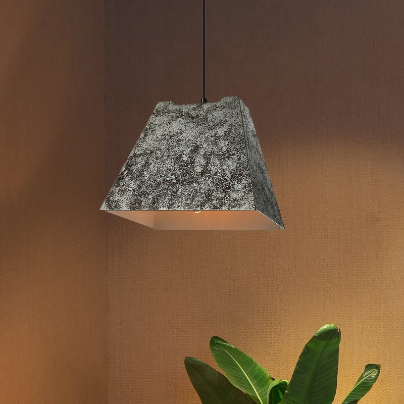 Ensemble de luminaires suspendus en métal de style antique - Carré/trapèze, 4 lumières - Cordon réglable, noir vieilli - Idéal pour les restaurants