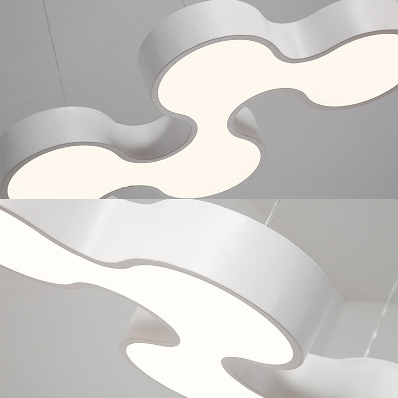 Contemporary Led Pendant Light With Metal Shade - White/Black Dining Room Ceiling Lamp (White/Warm