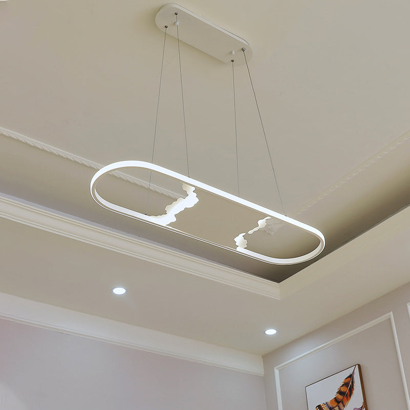 Modern Acrylic LED Oval Suspension Pendant Light - 35.5"/47" Wide - Dining Room Ceiling Lighting in Warm/White/Natural Light