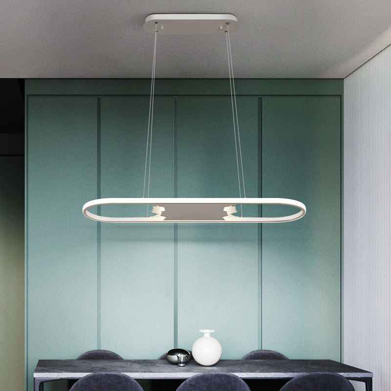 Modern Oval Led Pendant Light For Dining Room - 35.5/47 Wide With Warm/White/Natural Lighting