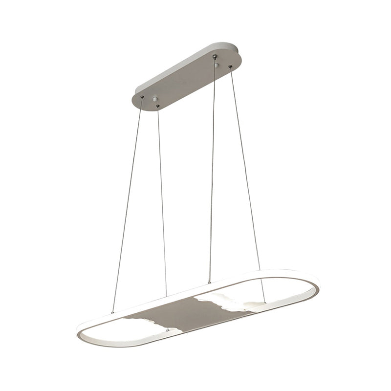 Modern Acrylic LED Oval Suspension Pendant Light - 35.5"/47" Wide - Dining Room Ceiling Lighting in Warm/White/Natural Light