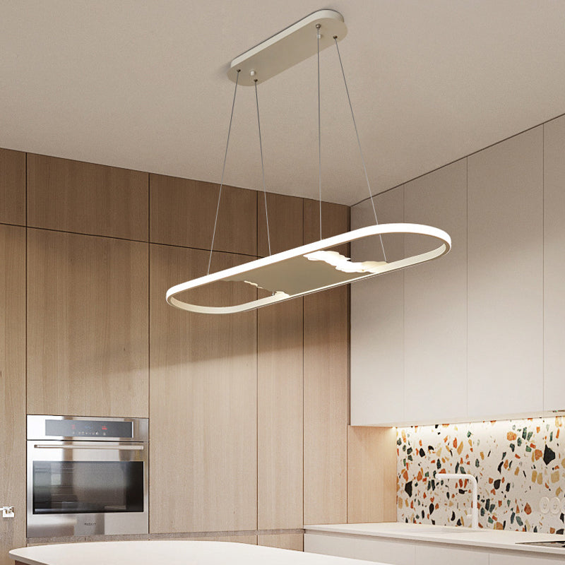 Modern Oval Led Pendant Light For Dining Room - 35.5/47 Wide With Warm/White/Natural Lighting