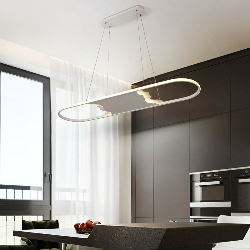Modern Oval Led Pendant Light For Dining Room - 35.5/47 Wide With Warm/White/Natural Lighting