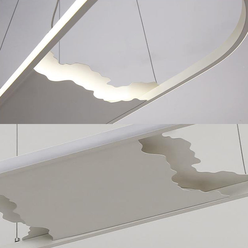 Modern Oval Led Pendant Light For Dining Room - 35.5/47 Wide With Warm/White/Natural Lighting
