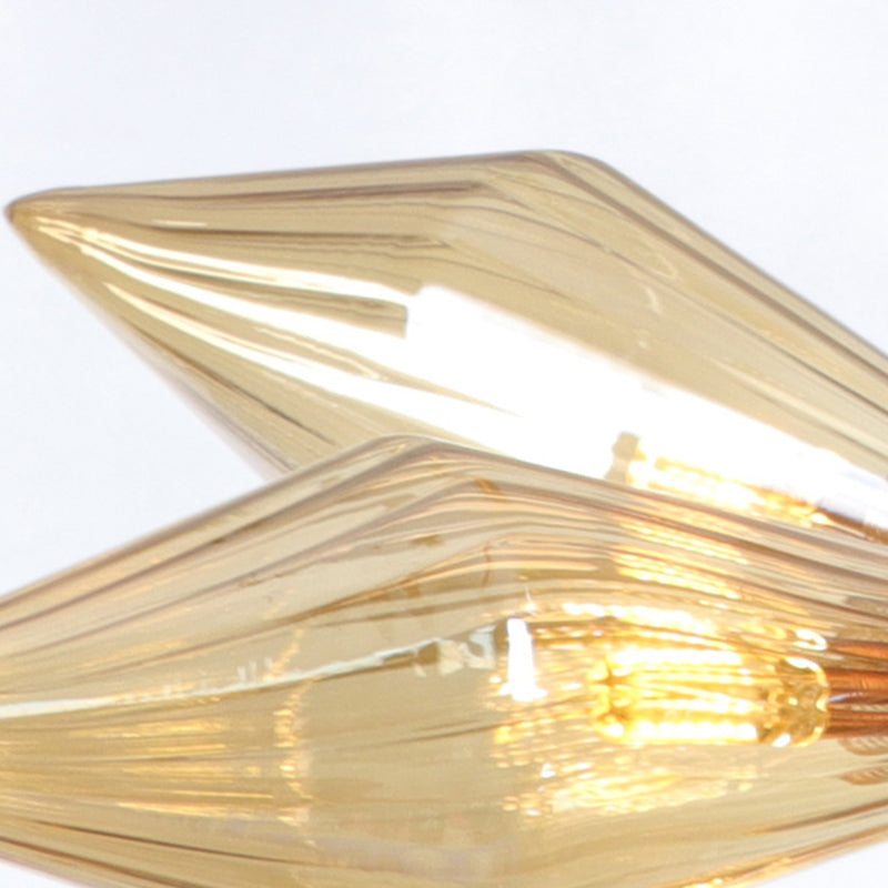 Lustre en verre transparent/ambre Sputnik - 9/12/15 ampoules - Finition laiton/cuivre - Luminaire de salon