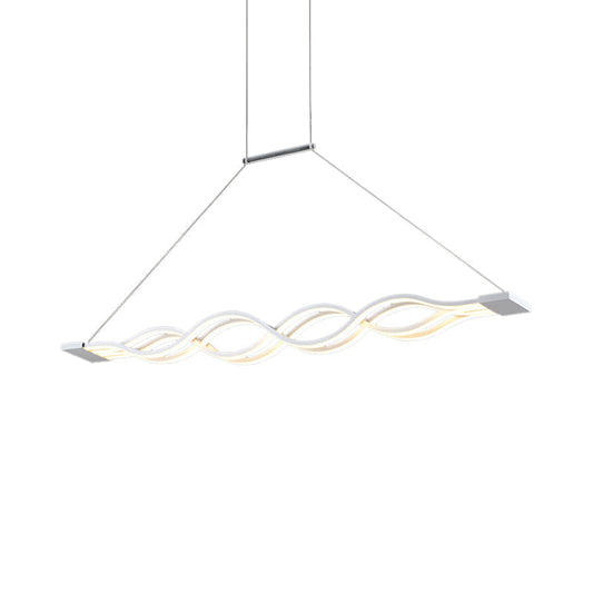 Modern Led Acrylic Ceiling Pendant Light Over Island (25.5/39) - White Wavy Design