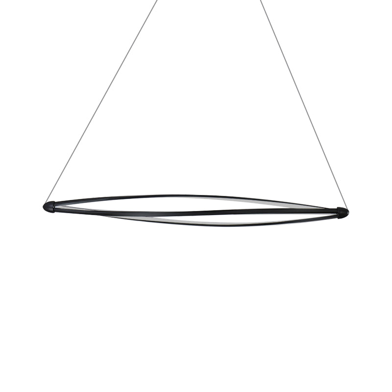 Modern Acrylic LED Spiral Hanging Lamp Kit, Black/White Ceiling Pendant in Warm/White/Natural Light