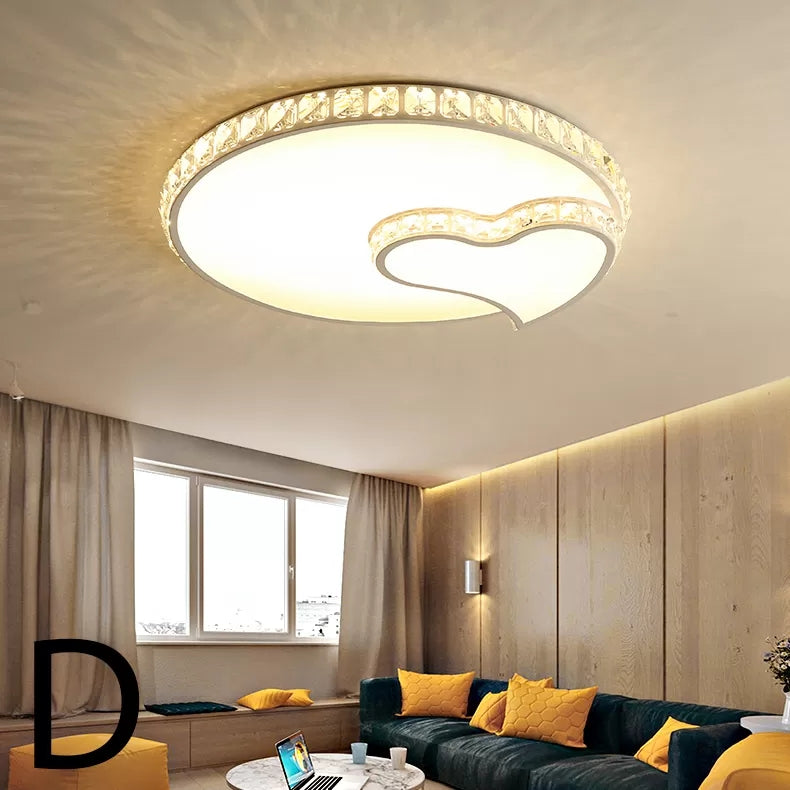 Children's White Sky View Acrylic Flush Ceiling Light with Crystal Accent for Foyer