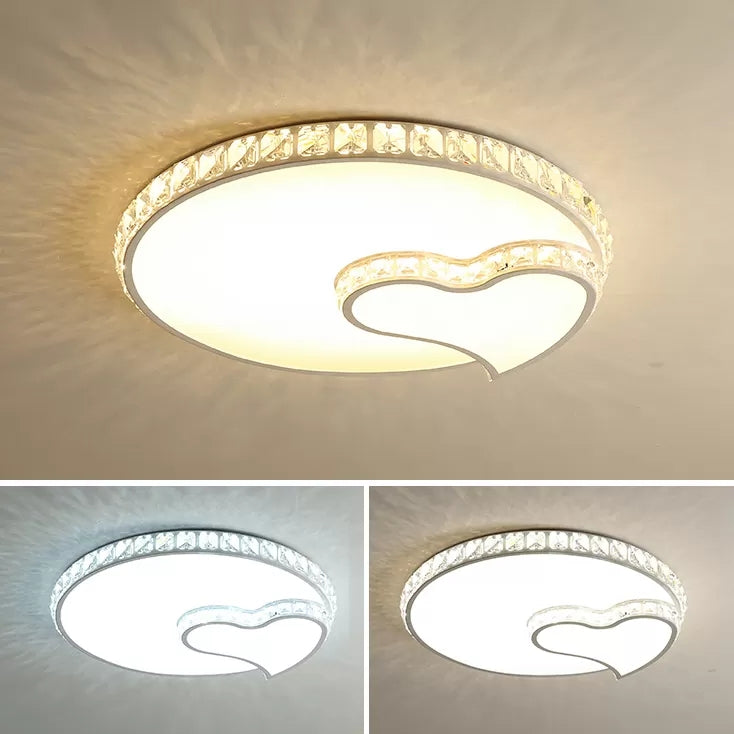 Children's White Sky View Acrylic Flush Ceiling Light with Crystal Accent for Foyer