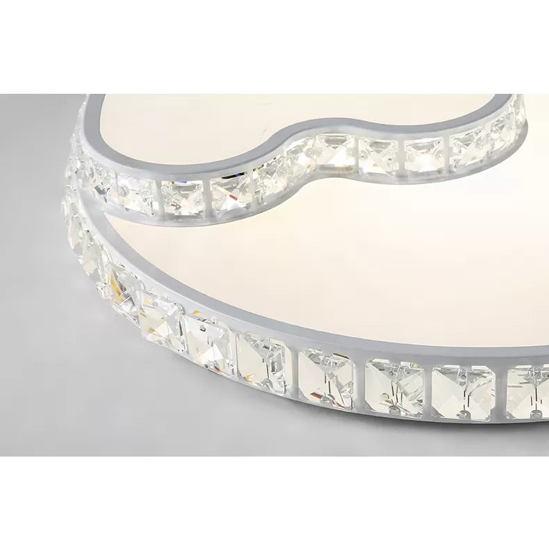 Children's White Sky View Acrylic Flush Ceiling Light with Crystal Accent for Foyer