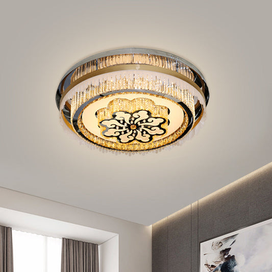Modern LED Ceiling Light with Crystal Clear Nickel Finish & Cloud Pattern