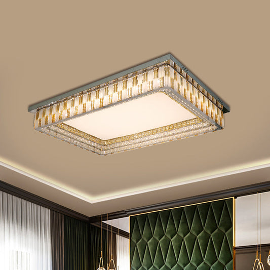 Contemporary LED Parlor Flush Mount Lamp with Rectangular Clear Crystal Blocks