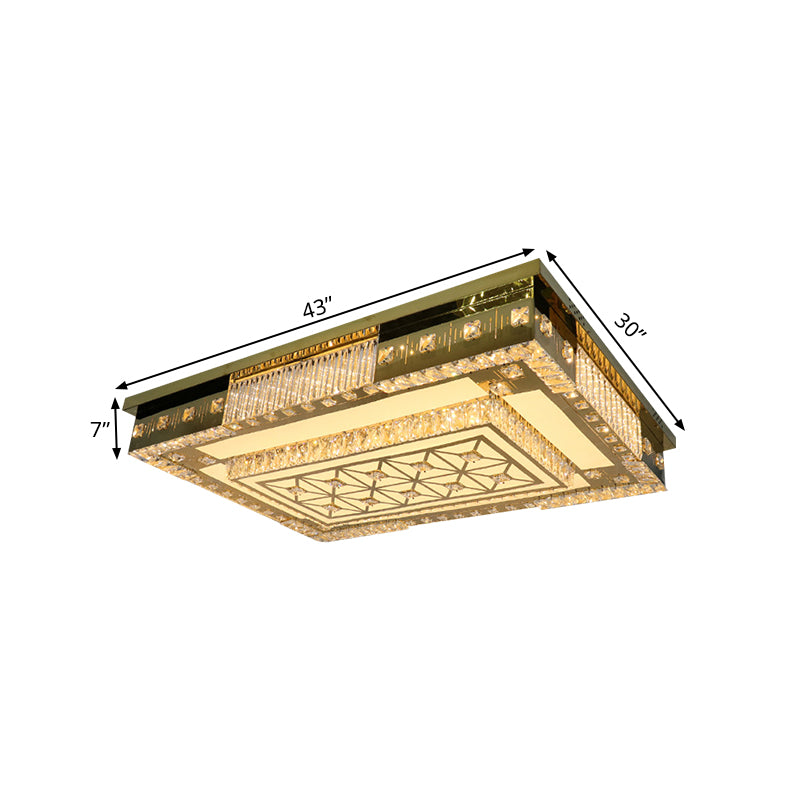 Plafonnier LED contemporain doré avec blocs de cristal transparents