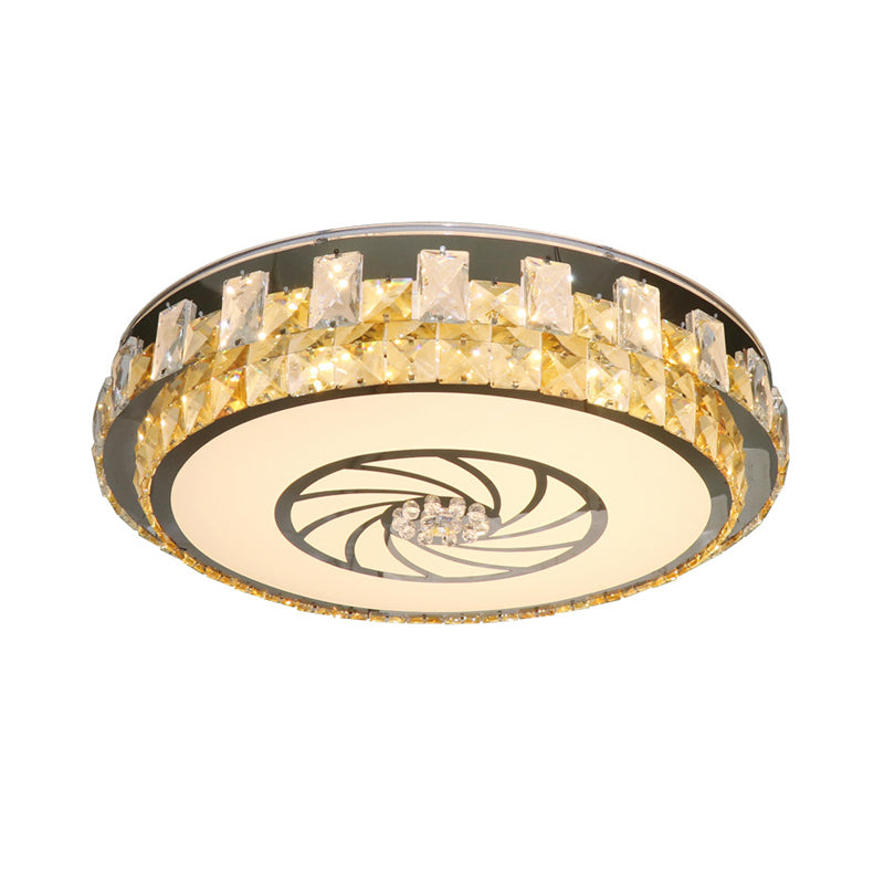 Contemporary Clear Crystal Blocks Led Ceiling Mount Light Fixture With Windmill Pattern