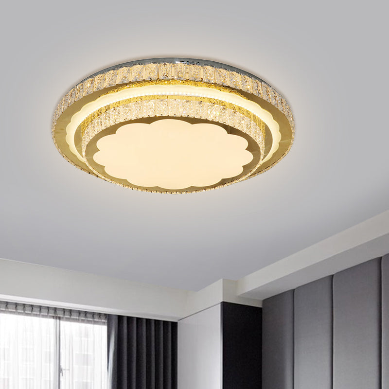 Modern LED Clear Crystal Ceiling Fixture, Stainless Steel Flush Mount Lamp