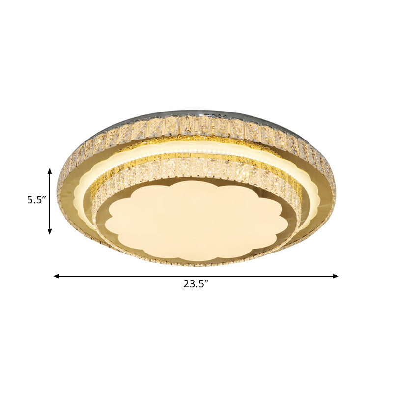 Modern LED Clear Crystal Ceiling Fixture, Stainless Steel Flush Mount Lamp