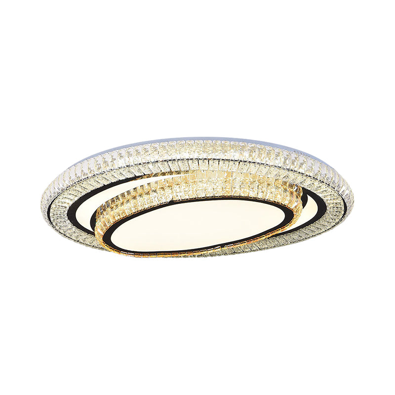 Modern LED Flushmount Crystal Ceiling Light with Black Finish