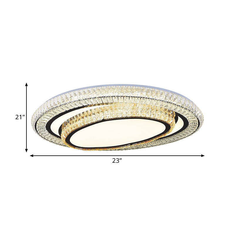 Modern LED Flushmount Crystal Ceiling Light with Black Finish