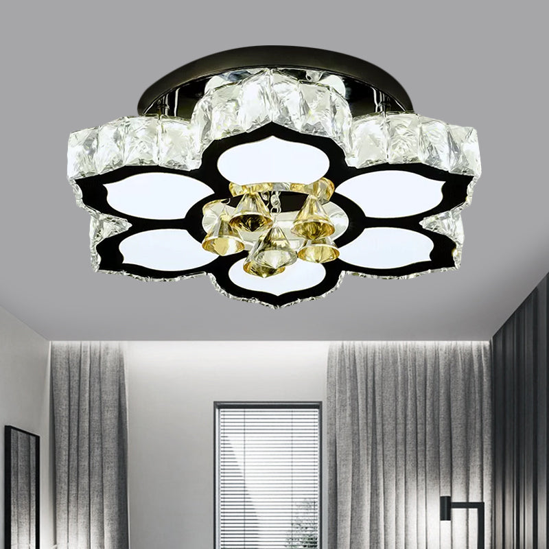 Plafonnier LED moderne en forme de fleur de pêche avec blocs de cristal transparents