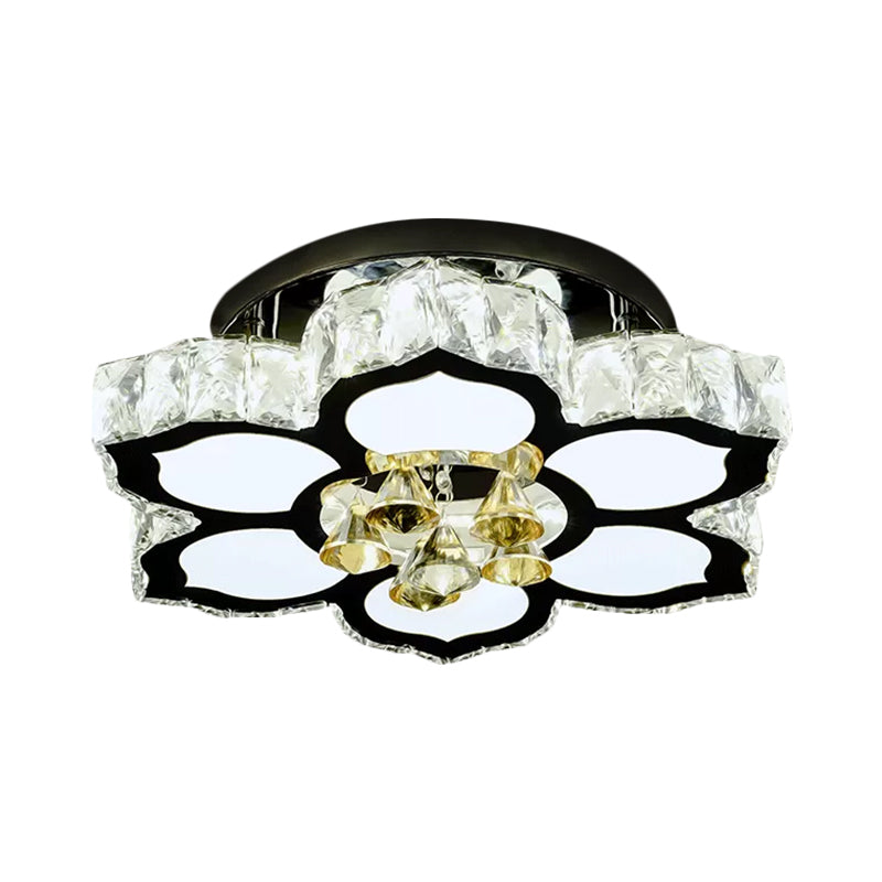 Plafonnier LED moderne en forme de fleur de pêche avec blocs de cristal transparents