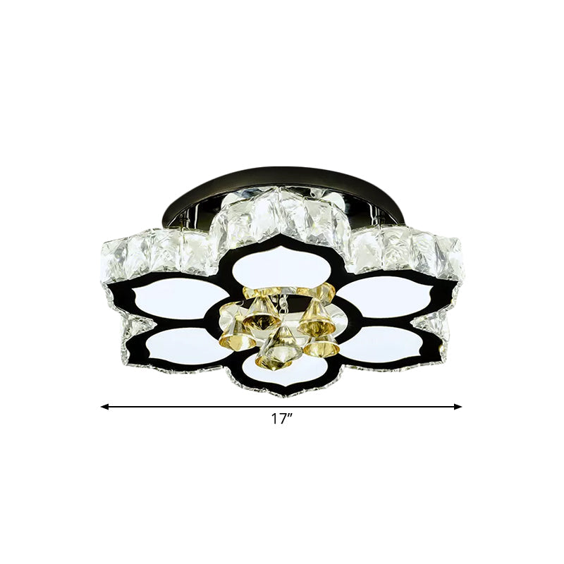 Plafonnier LED moderne en forme de fleur de pêche avec blocs de cristal transparents