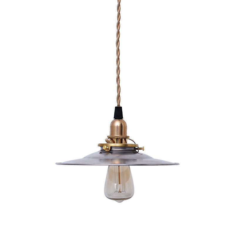 Industrial Farmhouse Pendant Light With Brass Finish And Hanging Cord
