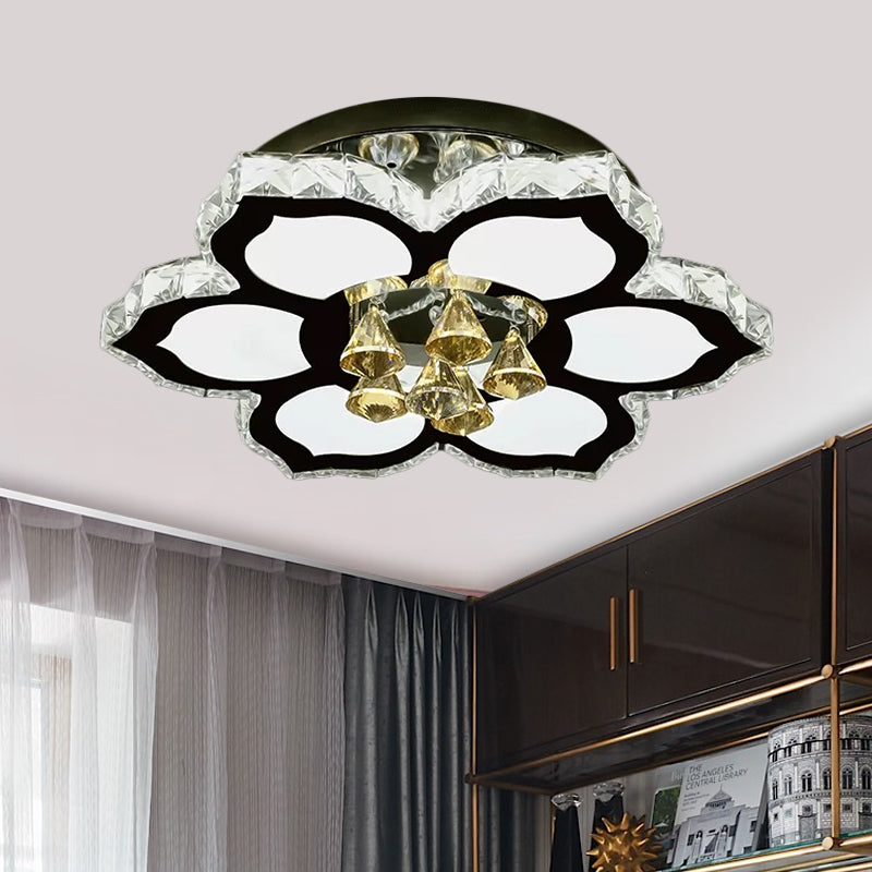 Plafonnier LED moderne en forme de fleur de pêche avec blocs de cristal transparents