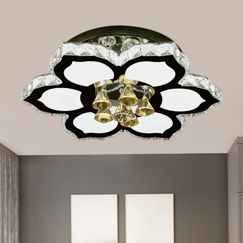 Plafonnier LED moderne en forme de fleur de pêche avec blocs de cristal transparents