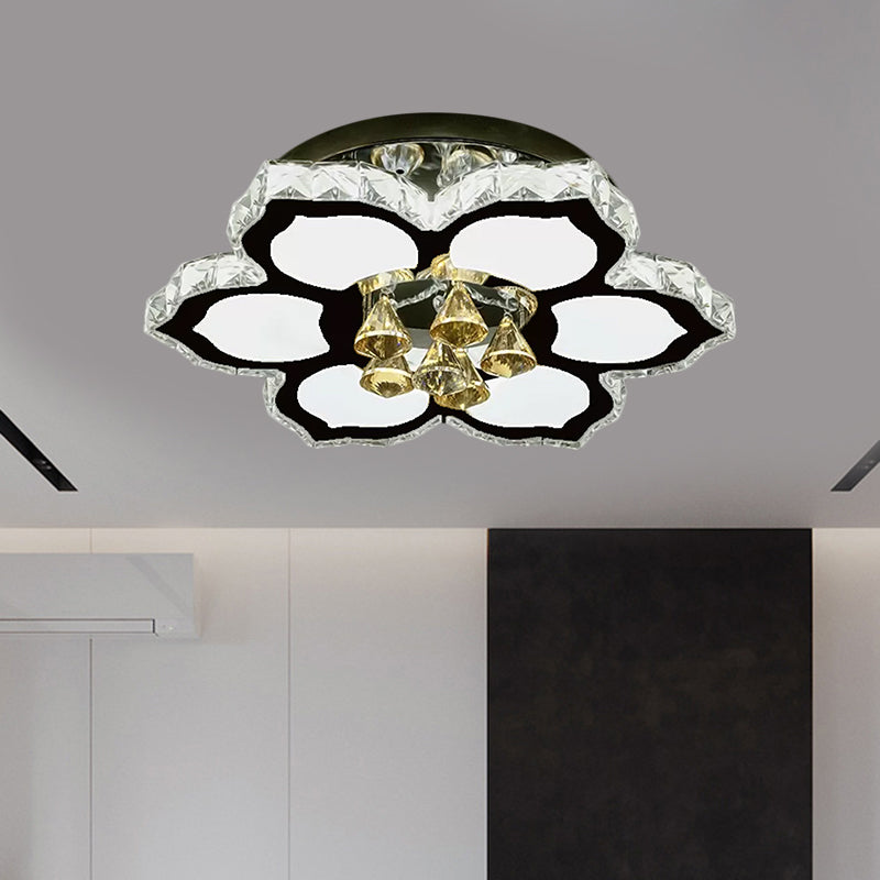 Plafonnier LED moderne en forme de fleur de pêche avec blocs de cristal transparents