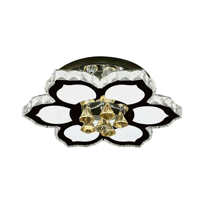 Plafonnier LED moderne en forme de fleur de pêche avec blocs de cristal transparents