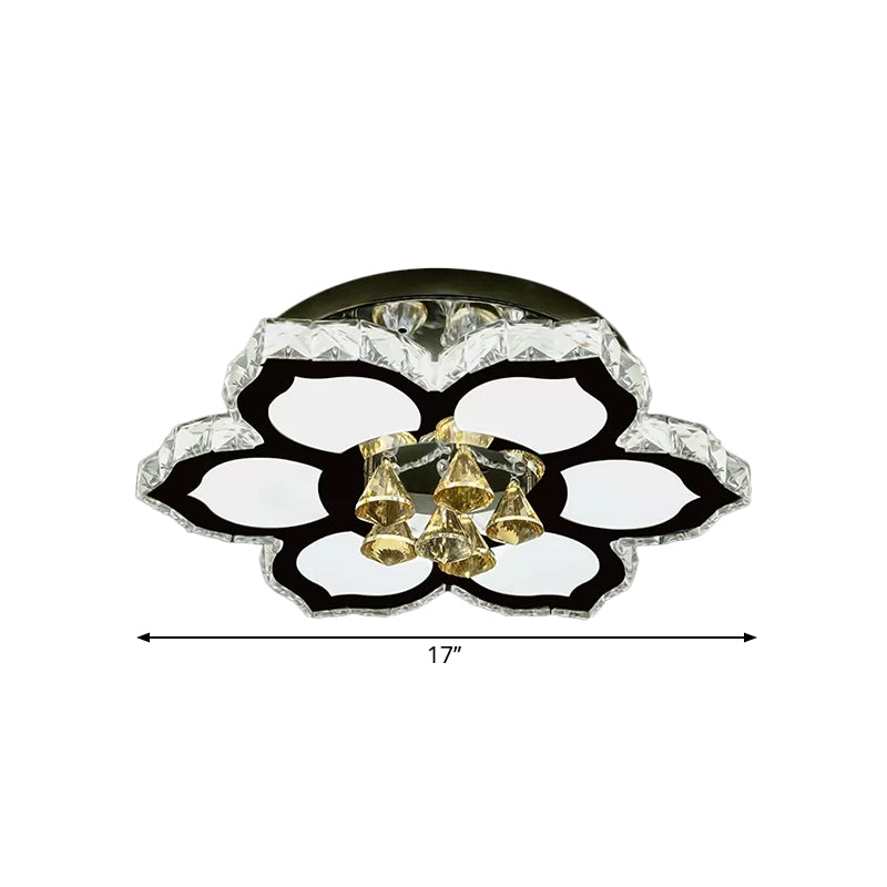 Plafonnier LED moderne en forme de fleur de pêche avec blocs de cristal transparents
