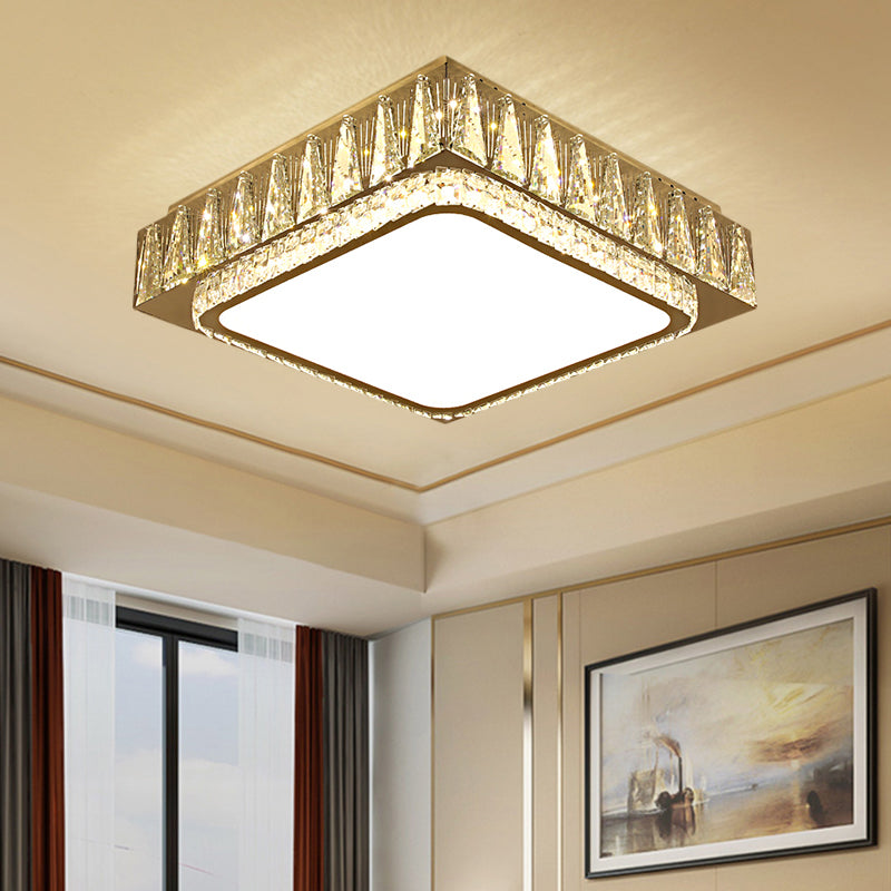 Modern LED Crystal Ceiling Light with Stainless Steel Finish