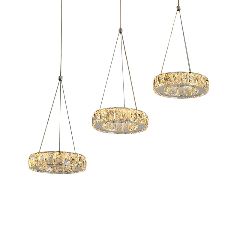 Stainless-Steel LED Swag Light with Clear Rectangular-Cut Crystals and Multi Suspension Design