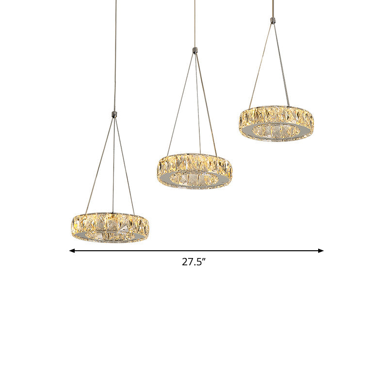 Stainless-Steel LED Swag Light with Clear Rectangular-Cut Crystals and Multi Suspension Design
