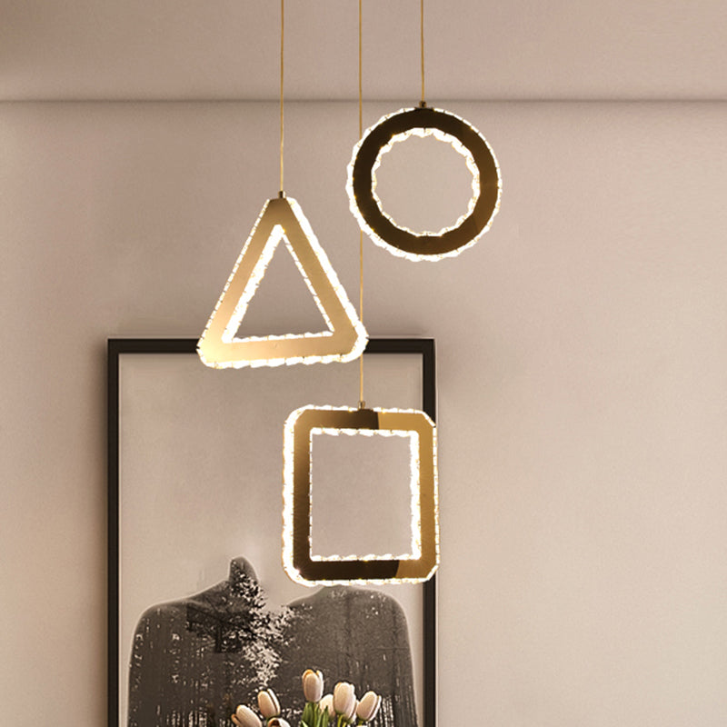 Contemporary Led Pendant Lighting With Clear Crystals And Stainless-Steel Finish
