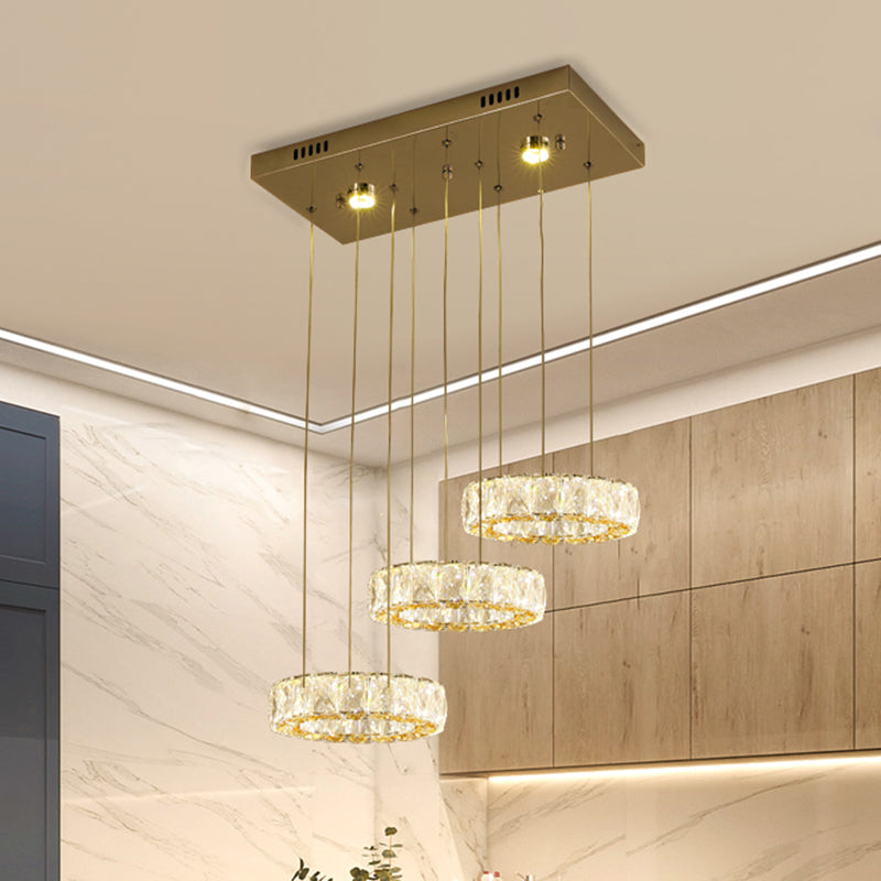 Modern Crystal Pendant Light with LED Kit – Stainless Steel Swag Lamp