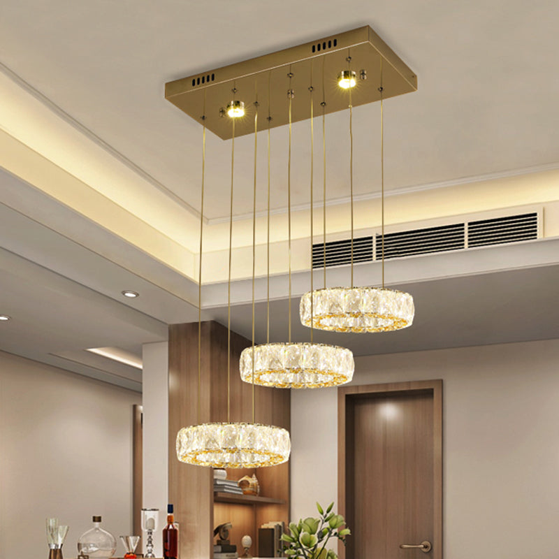 Modern Crystal Pendant Light with LED Kit – Stainless Steel Swag Lamp