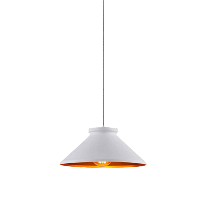 Vintage Style Pendant Light with Metal Shade | 1 Bulb Suspension Lighting for Dining Room in Black/White/Bronze
