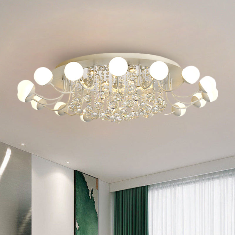 Hand-Cut Crystal Sphere Ceiling Light with Modern Design: 10/12-Head Black/White Mounting for Parlor with Warm/White Light
