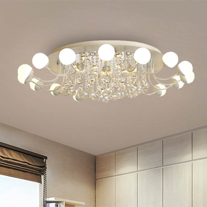 Hand-Cut Crystal Sphere Ceiling Light with Modern Design: 10/12-Head Black/White Mounting for Parlor with Warm/White Light