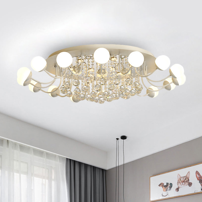 Hand-Cut Crystal Sphere Ceiling Light with Modern Design: 10/12-Head Black/White Mounting for Parlor with Warm/White Light