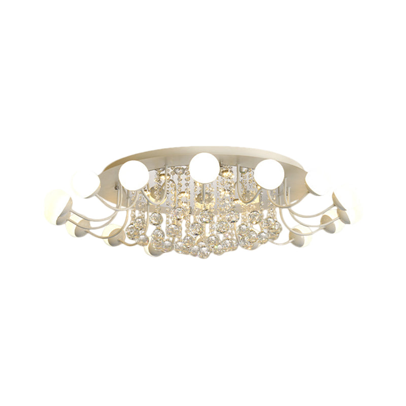 Hand-Cut Crystal Sphere Ceiling Light with Modern Design: 10/12-Head Black/White Mounting for Parlor with Warm/White Light