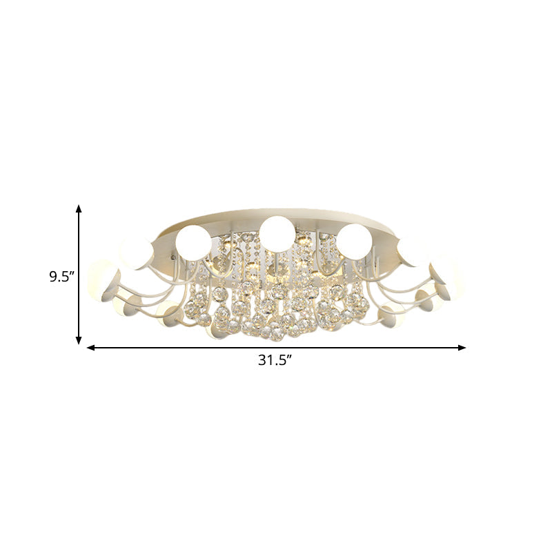 Hand-Cut Crystal Sphere Ceiling Light with Modern Design: 10/12-Head Black/White Mounting for Parlor with Warm/White Light