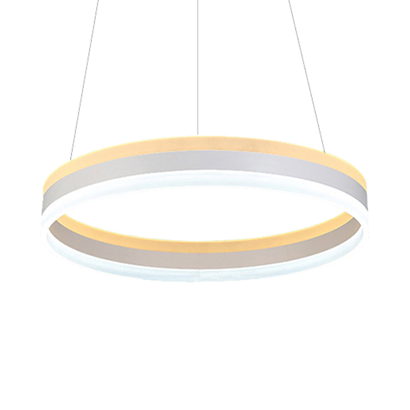 Modern Silver Circular Led Chandelier Pendant Light Fixture | 1/2/3-Light Acrylic Ceiling Lighting